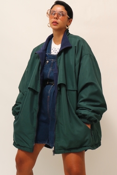 Jaqueta dupla face verde e azul ampla na internet