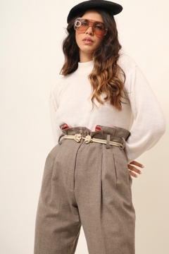 Calça cenoura lã cintura alta CINZA vintage ( PESPCTIVA) - loja online