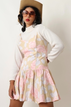 vestido floral saia pregas corset busto - comprar online