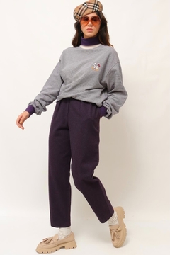 calça lã roxa cintuta alta vintage - comprar online