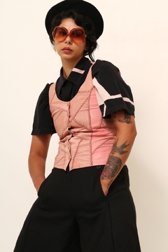 Blusa rosa 100% couro vintage recortes - comprar online