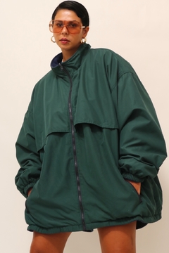 Jaqueta dupla face verde e azul ampla - Capichó Brechó