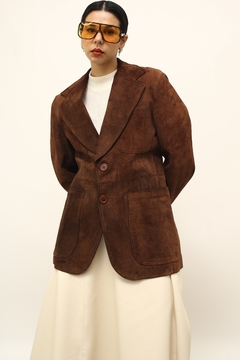 Blazer 100% couro marrom vintage - loja online