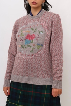 Imagem do Blusa tricot rosa vitoriana vintage