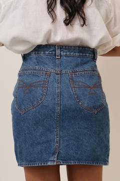 saia cintura megal alta jeans classica na internet