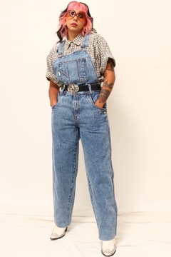 Jardineira jeans vintage algodão - comprar online
