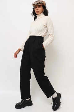 calça cintura alta preta 100 % WOOL forrada - comprar online