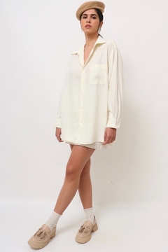 Camisa 100% linho vintage off white - comprar online