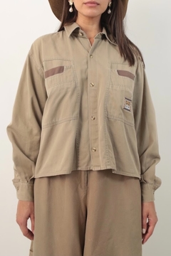 camisa safari cropped bege vintage - comprar online