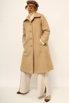 casaco longo lã bege forrado - comprar online