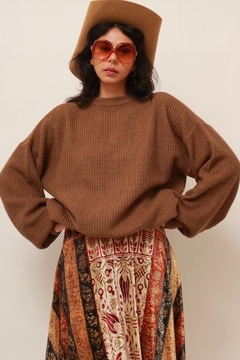 tricot vintage marrom bufante grosso na internet