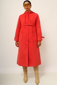 Trench Coat vermelho recortes classico - loja online