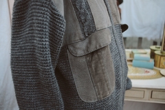 Casaco de lã vintage bolso utilitário couro zíper frente comprido - comprar online