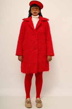 Casaco pelucia vermelho vintage - comprar online