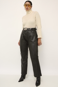 Calça de couro cintura media vintage - comprar online