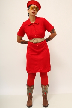 Vestido vermelho polo vintage - comprar online