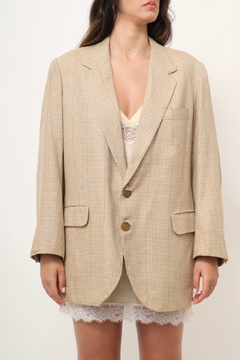 Blazer xadrez bege forrada vintage