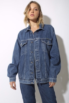 Jaqueta jeans grossa azul industrial clássica - comprar online