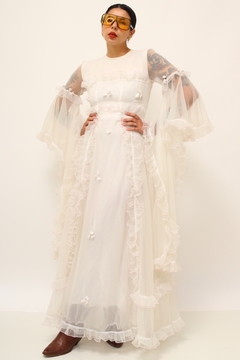 Vestido noiva 70´s vintage manga fada