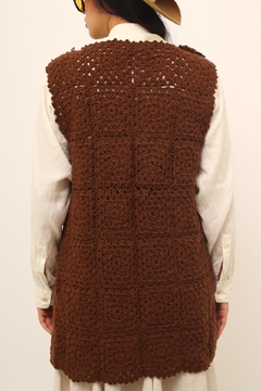 Colete crochet marrom vintage - loja online