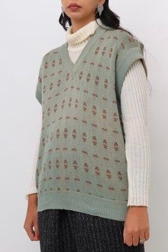 colete onça verde amplo tricot vintage - loja online