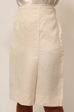 Saia cintura alta off white vintage linho - comprar online