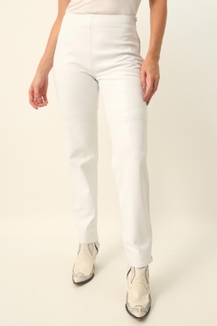 calça couro branca cintura mega alta - loja online