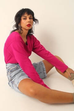 Blusa rosa manga limga atoalhada vintage - comprar online