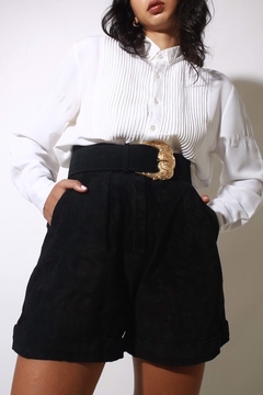 Shorts couro cintura mega alta vintage - comprar online
