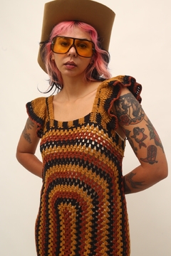 Vestido zara mangas babados crochet 70´s na internet