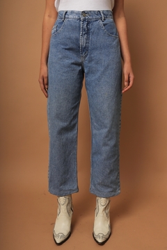 Calça jeans classic azul cintura alta reta - comprar online
