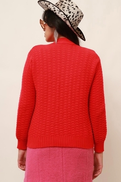 cardigan tricot vermelho vintage - loja online