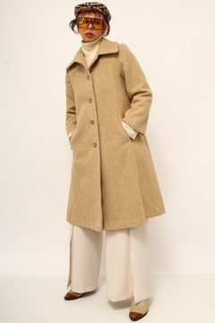 casaco longo lã bege forrado - loja online