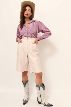 camisa acetinada roxa manga longa - loja online