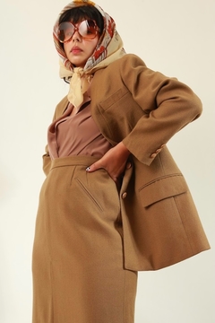 conjunto de lã saia + blazer forrado - loja online