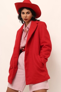 casaco lã forrado vermelho vintage - comprar online