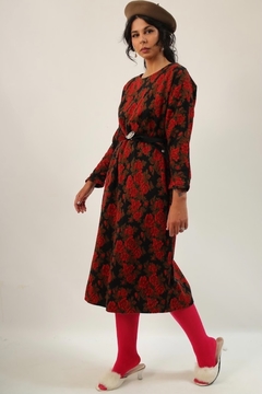 Vestido floral tricot grosso vintage chic - loja online
