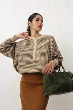 Blusa tricot bege ampla 70’s hollywood na internet