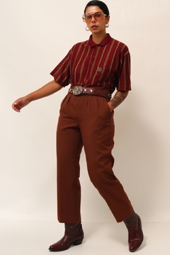 Imagem do Calça marrom cintura alta polister vintage