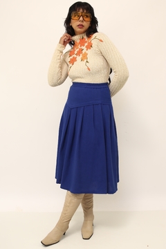Gola tricot malha flores laranja vintage - loja online