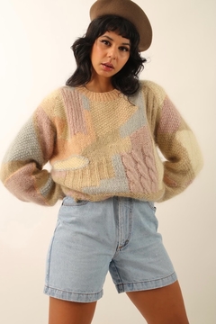 Pulôver tricot colorido forro acolchoado na internet