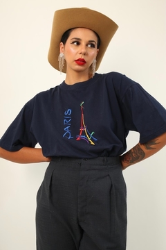 camiseta PARIS marinho vintage
