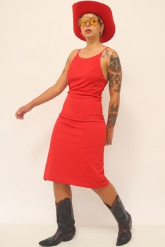 Imagem do Vestido vermelho midi forrado 90´s