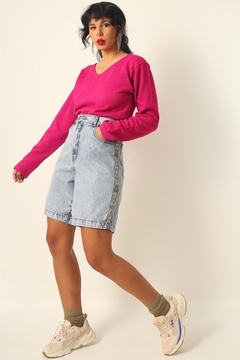 Blusa rosa manga limga atoalhada vintage - loja online