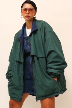 Jaqueta dupla face verde e azul ampla
