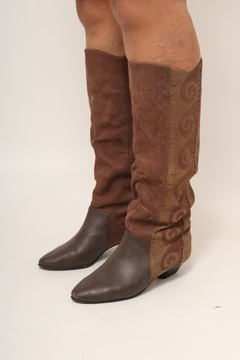 bota marrom recortes em couro vintage - comprar online