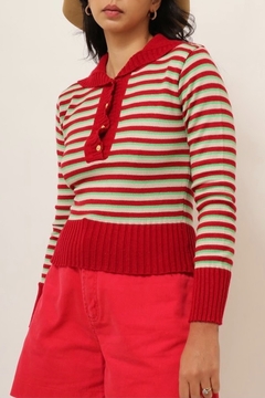 tricot listras gola alta vintage - comprar online
