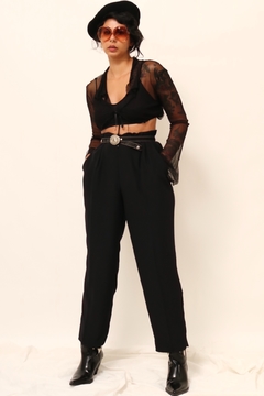Calça preta cintura alta alfaiataria - comprar online