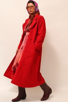 casaco vermelho forrado longo - loja online