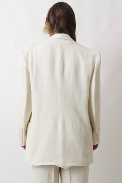 Conjunto branco calça + blazer cru vintage - Capichó Brechó